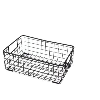 China Vintage Factory Wholesale Price Square Metal Iron Wire Storage Basket Organizer for sale