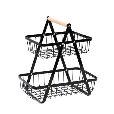 China Sustainable Customizable High Quality Metal Wire Supermarket Home Shelves Fruit And Vegetable Display for sale