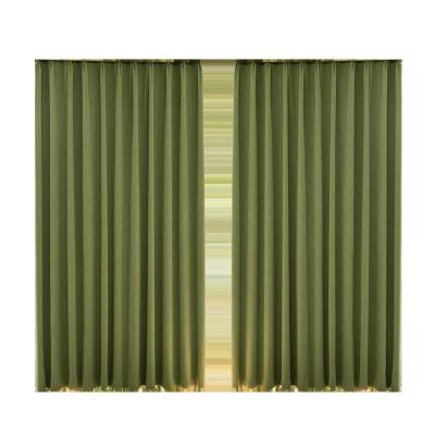 China Custom jacquard modern chenille blackout 36 cis sunscreen blackout curtain green linen fabric for home for sale