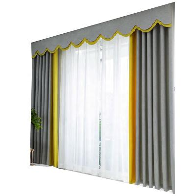 China Factory direct blackout 124 modern simple meteor curtains color pure cotton curtain weave splicing fabric for sale