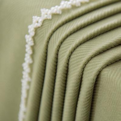 China Modern simple blackout 24 matcha color embossed pattern velvet drapes curtain luxury fabric for living room bedroom for sale