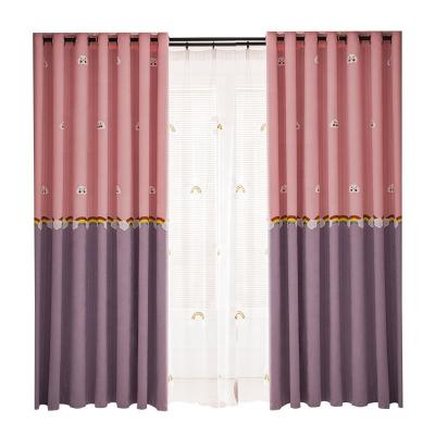 China Blackout 58 Cartoon Rainbow Simple Splicing Chevron Embroidered Sunshade Drapes Children's Bedroom Window Curtains Floating Fabric for sale