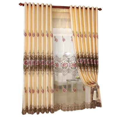 China Scandinavian wholesale simulation blackout curtain 59 embroidery curtain silk water soluble fabric for living room for sale