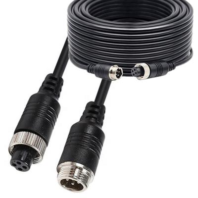 China 5M Black Aviation 4 PIN Connector Truck Video Backup Camera Car Camera Car Extension Cable Kit Monitor for sale