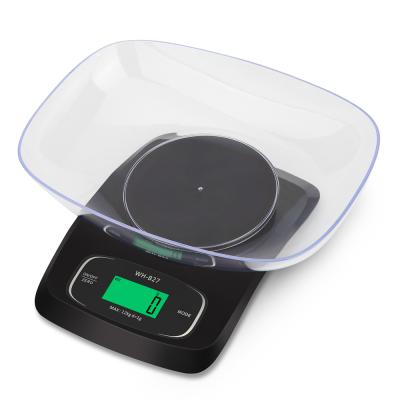 China Tare; ABS Plastic Kitchen Scale 12kg 1g 5kg 0.1g Digital Auto-up Kitchen Scale With Big Bowl WH-B27 for sale