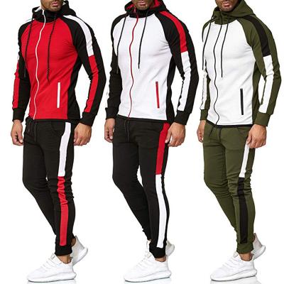 China Fashion Stripe 2 Piece Anti-Wrinkle Color Matching Plus Size Men 2 Piece Hoodie Set Tracksuit Men Pants Tracksuit Men Set for sale