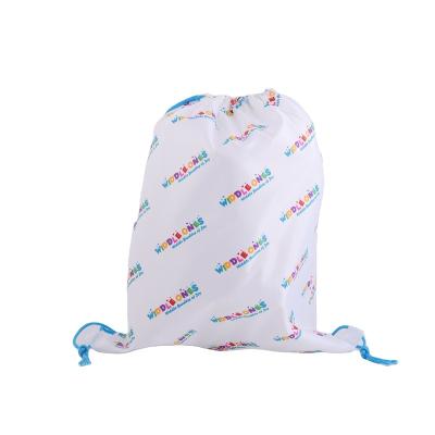 China Promotional Custom Printed Gift Bag Water Repellent Polyester Drawstring Backpack Bag for sale