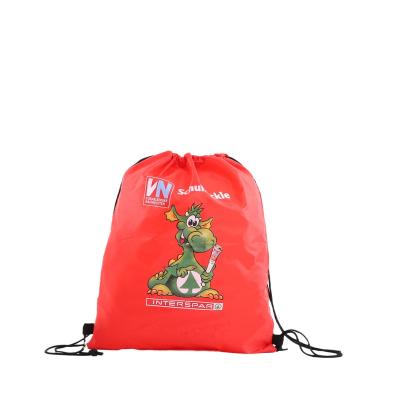 China Silk Screen Printing Heat Transfer Polyester Folding Portable Drawstring Bag for sale