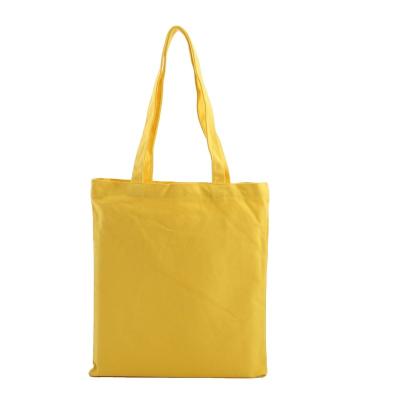 China Best Selling Handled Custom Design Yellow Cotton Canvas Reusable Shopping Tote Bag for sale