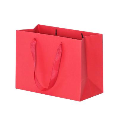 China New Recyclable Wholesale Custom Printed Red Matt Luxury Shopping Gift Paper Bag With Handle for sale