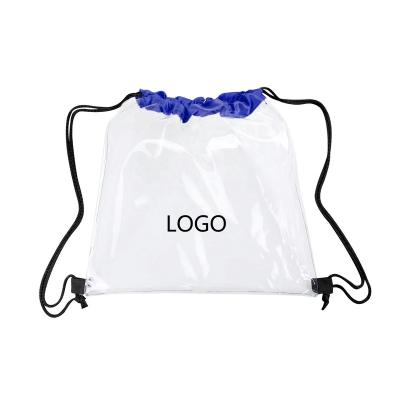 China Bestselling Rope Handle Custom Printed Clear PVC Stadium Drawstring Bag Backpack for sale