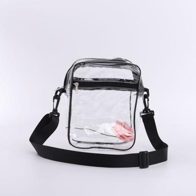 China Custom Waterproof PVC Phone Bag Folding Clear Messenger Bag Travel Bag With Zipper for sale