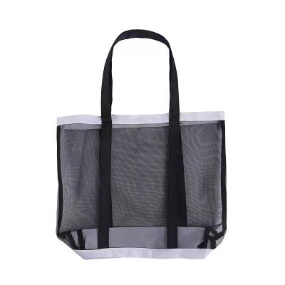 China Fashion Design Polyester Mesh Beach Bag Mesh Shopping Handled Promotional Bag for sale