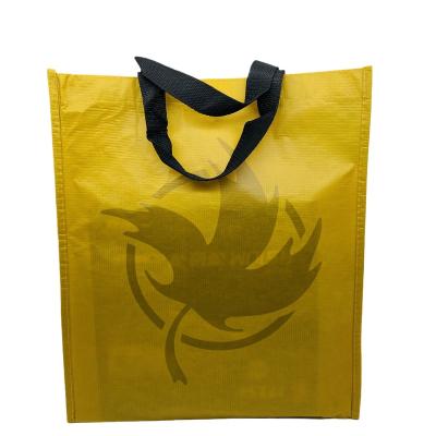 China Chinese Manufacturer Custom Printed Yellow RPET Portable Shopping Bag Eco - Friendly for sale