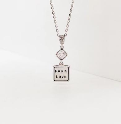 China Wholesale CLASSIC Square 925 Sterling Silver Letter Personalized Charm Necklace For Women for sale