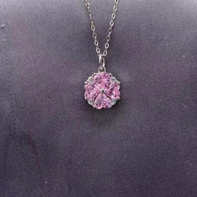 China New Trendy Pink Amethyst Fashion Personalized Sterling Silver Colorful Pendant Necklace for sale