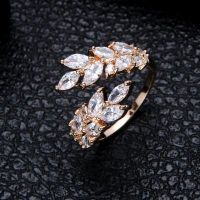 China Fashionable Wedding Engagement Ring Big Diamond Jewelry Women Cheap Price Gold Foil Adjustable Ring for sale