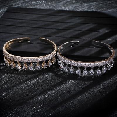 China New Luxury Adjustable Size Diamond Tassel Drop Shape Women' S Bangle Bracelets for sale