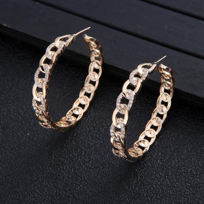 China Customization Circle Diamond Gold Plating CLASSIC Hanging Type Hollowed Out Earings Luxury for sale