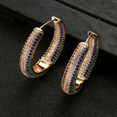 China CLASSIC selling high quality rainbow diamond thickened unique circle fashion personality earings for sale