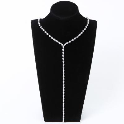 China 100% Handmade Luxury Drop Shape Earrings Silver Jewelry High Quality Zircon Long Necklaces For Women for sale