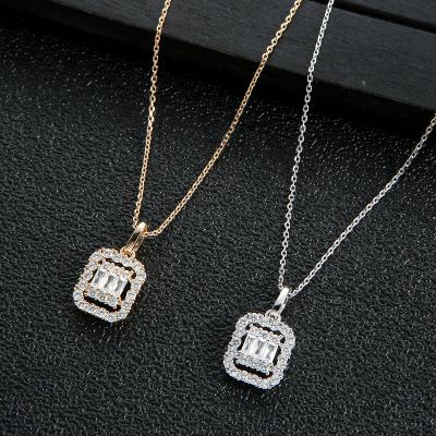 China TRENDY Classic Fashion Necklace Ladies Geometric Square Zircon Pendant Necklace for sale