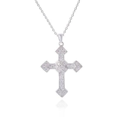 China Hiphop ins the same hot sale punk full diamond zircon cross pendant necklace for sale