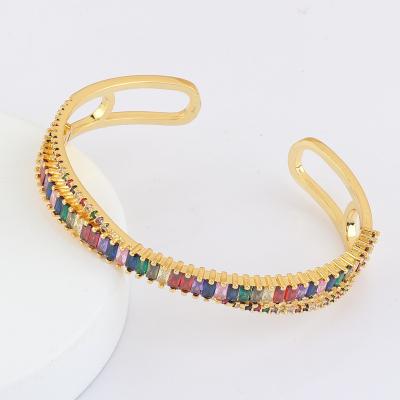 China FASHIONABLE Hot Sale High Quality Zircon Color Statistical Open Adjustable Bracelets For Ladies Gift Wedding for sale