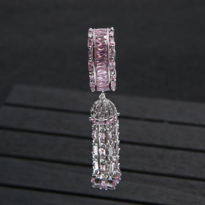 China FASHIONABLE Luxury Full Diamond Zircon Tassel Ring For Women for sale