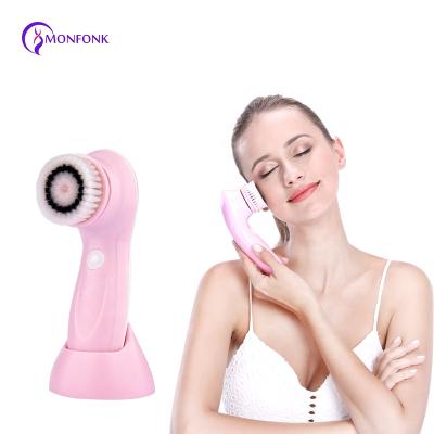 China Exfoliators Usb Rechargeable 3 In 1 Massage Brush Beauty Facial Cleanser Ultrasonic Facial Cleansing Equipment for sale