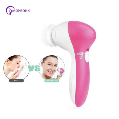 China Exfoliators Electric 4 in 1 Rotation Face Massager Sweep Facial Cleansing Brush for Facial Massage with Storage Box for sale