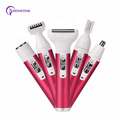 China Car 5 in 1 Facial Hair Remover Nose Hair Trimmer Electric Epilator Body Shaver for Women for sale