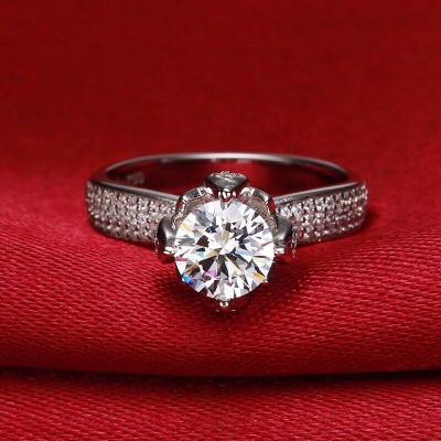 China 2021 Hot Sales Fashion 925 Sterling Silver Ring Moissanite Silver Ring 1ct Diamond Ring Moissanite for sale