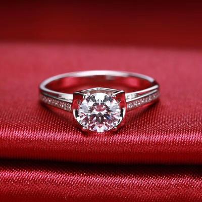 China OEM FASHIONABLE Moissanite Ring LYX04R 1ct D Color VVS1 Engagement Ring Silver Moissanite Diamond Ring for sale