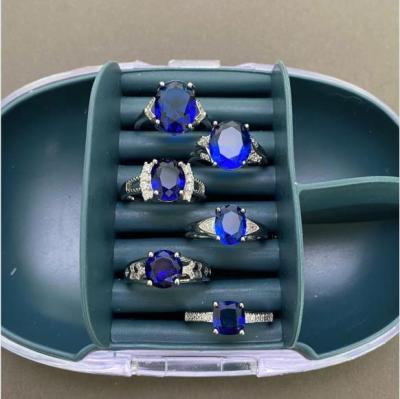 China Hot Fashion TRENDY Ring Copper Blue Zircon Sale Zircon Rings For Women Bling Bling Ring for sale