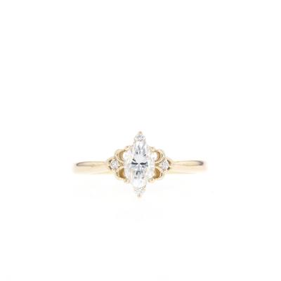 China Fashional Romantic Hot Sale 14K Yellow Gold Moissanite Ring Engagement Diamond Ring For Woman for sale