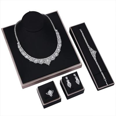 China 2021 Zircon Necklace And Earring Women Romantic Jewelry Sets For Bridal Wedding for sale