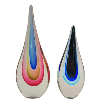 China International Colored Glass Decoration Art Drop Tear Glass Water Sculpture for sale