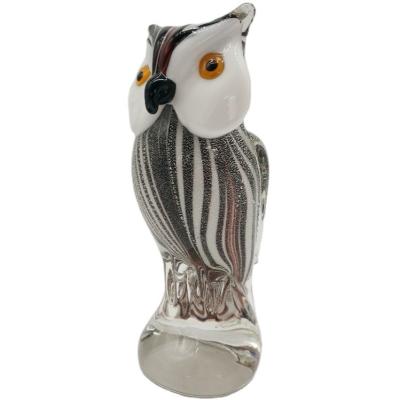 China International Wholesale Glass Art Glass Sculpture Decoration Animal Owl With Base for sale