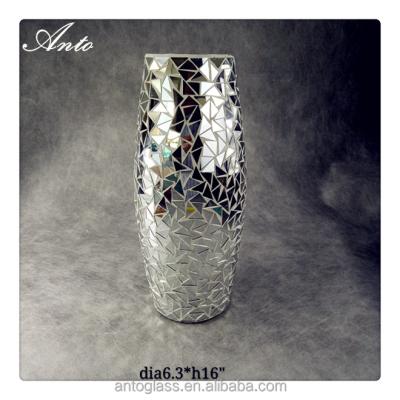 China Fashionable Mosaic Glass Vase Wedding Centerpiece Wholesale Mirrored Glass Vases for sale