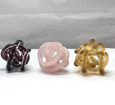 China Home Decoration Modern Abstract Glass Sculpture , Rope Knot Glass Paperweight for sale