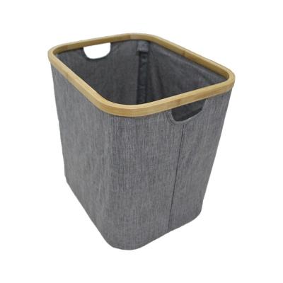 China Eco-Friendly Bamboo Storage Basket Kids Laundry Frame Folding Laundry Basket With Handles for sale