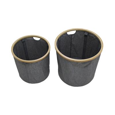 China Eco - Friendly Household Customized Bamboo Laundry Basket 2PCS Sets for sale