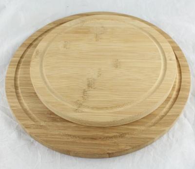 China Sustainable Round Bamboo Cutting Board Set With Groove for sale