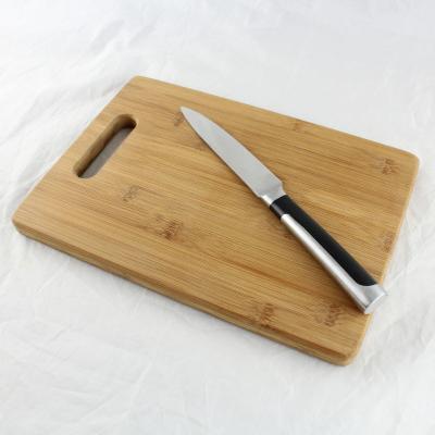 China Sustainable Bamboo Butcher Block Cutting Board With Handle Fruit Chopper Bread Cutter for sale