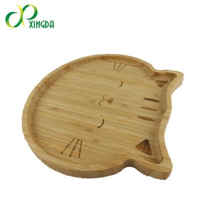 China Children's high quality natural bamboo cat shaped dishes for baby &children for sale