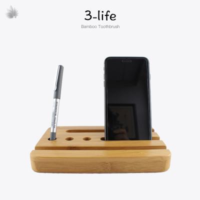 China Wholesale Eco-friendly Bamboo Desktop Organizer Pen Stand with Phone Charging Station for sale