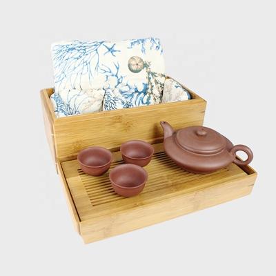 China Sustainable Custom High Quality Bamboo Chinese Tea Tray Travel Set for sale