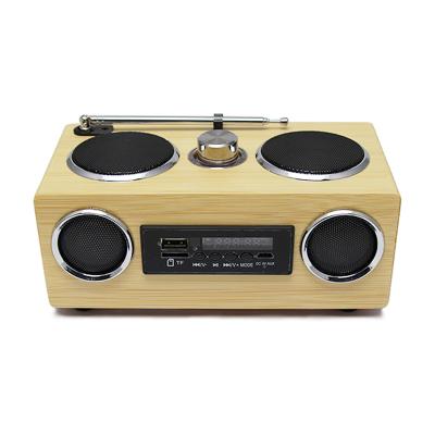 China Portable Mini Hi-Fi Bamboo Wood Boombox TF/USB Card Speaker FM Radio Multifunctional Handmade Bamboo Speaker Wireless With Remote Control for sale