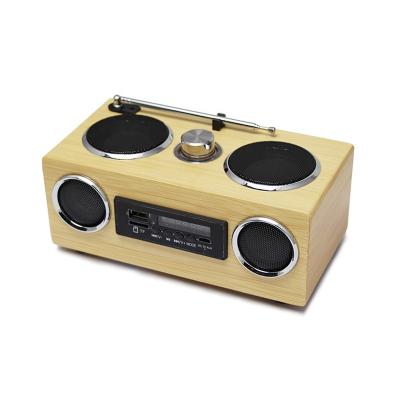 China Hot Sales Wireless Eco-friendly Bamboo Boombox Bamboo Speaker With Radio Function +remote cont for sale